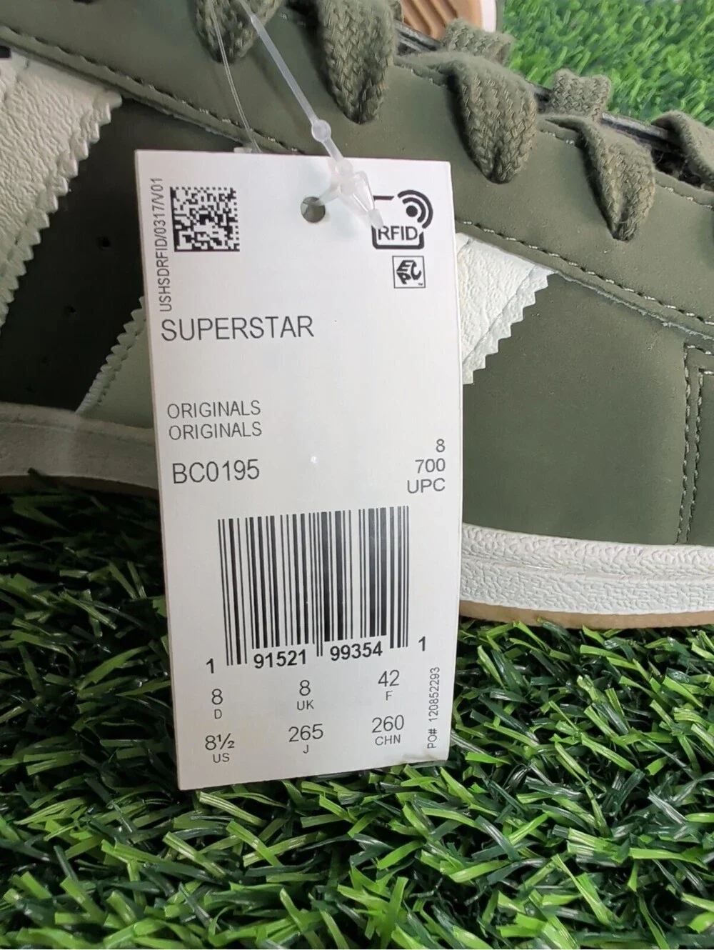 Adidas Superstar BC0195 Olive Cargo Men US 8.5 Green White Gum Shell Toe